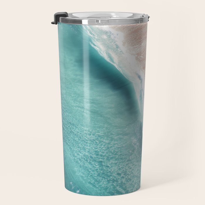 Pastel Coastline - Aerial View of Turquoise Sea and Blush Sand Travel Mug Gallery Image 3
