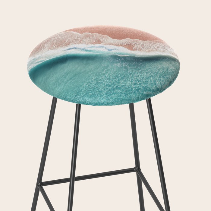 Pastel Coastline - Aerial View of Turquoise Sea and Blush Sand Stool Gallery Image 2