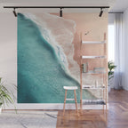 Pastel Coastline - Aerial View of Turquoise Sea and Blush Sand Wall Mural Gallery Image 1