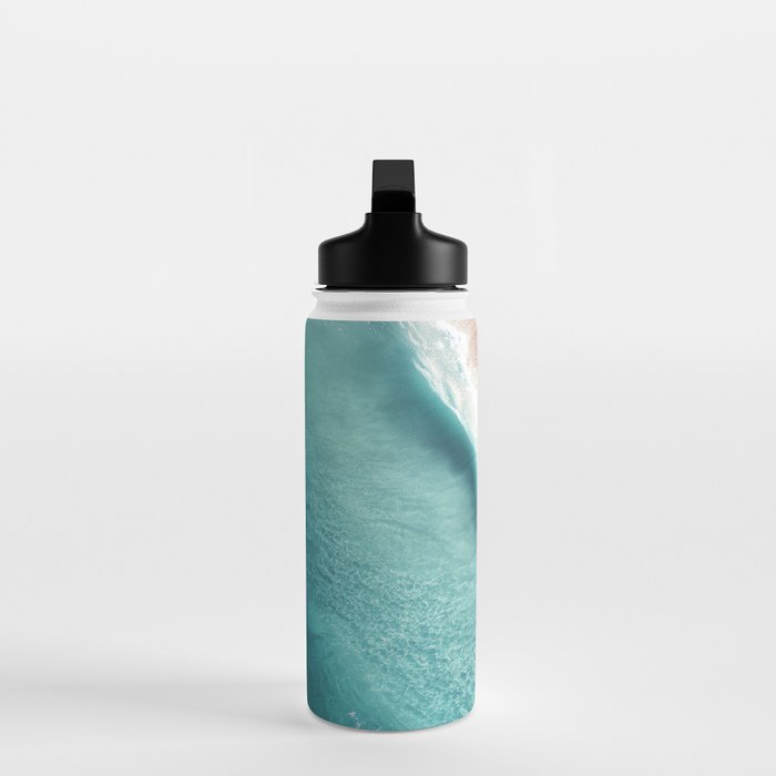 Pastel Coastline - Aerial View of Turquoise Sea and Blush Sand Water Bottle Gallery Image 3