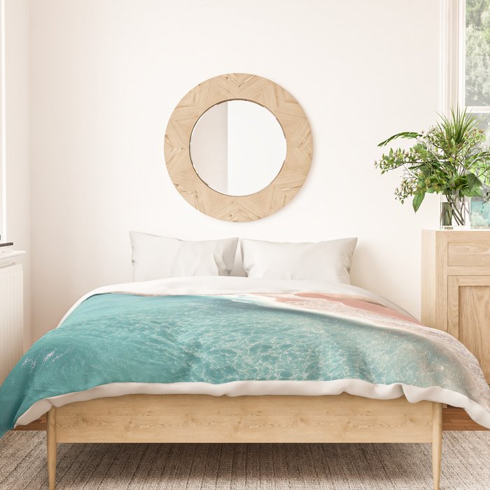 Pastel Coastline - Aerial View of Turquoise Sea and Blush Sand Duvet Cover Gallery Image 3