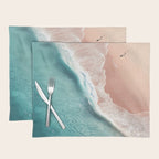 Pastel Coastline - Aerial View of Turquoise Sea and Blush Sand Placemat Gallery Image 1
