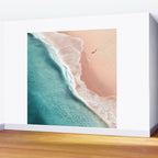 Pastel Coastline - Aerial View of Turquoise Sea and Blush Sand Wall Mural Gallery Image 2
