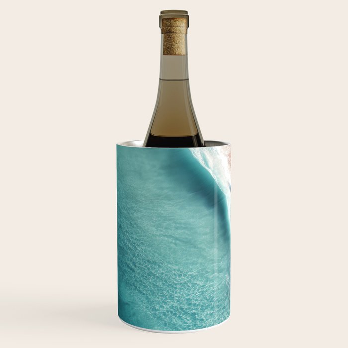 Pastel Coastline - Aerial View of Turquoise Sea and Blush Sand Wine Chiller Gallery Image 2