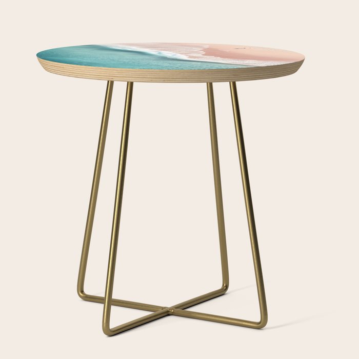Pastel Coastline - Aerial View of Turquoise Sea and Blush Sand Side Table Gallery Image 1