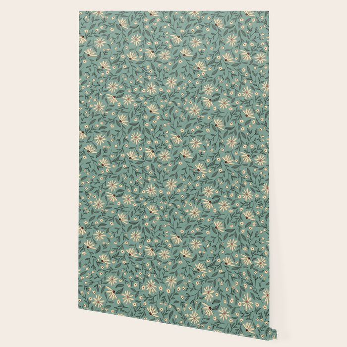 Vintage Floral Neutral - Green Wallpaper Gallery Image 2