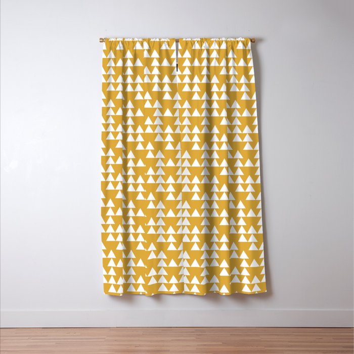 Festive Mustard Yellow, Triangles  Window Curtain Gallery Image 3
