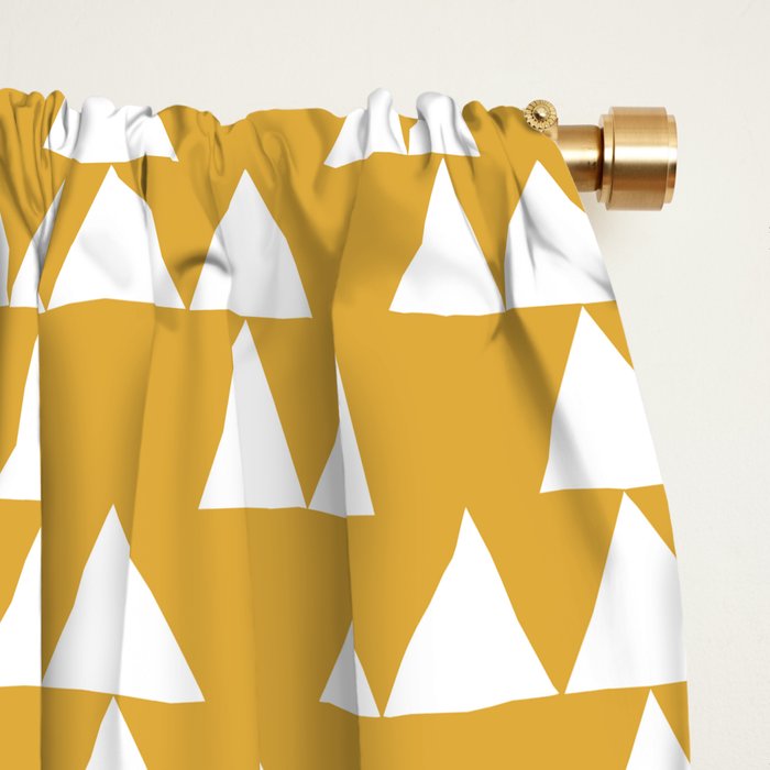 Festive Mustard Yellow, Triangles  Window Curtain Gallery Image 2