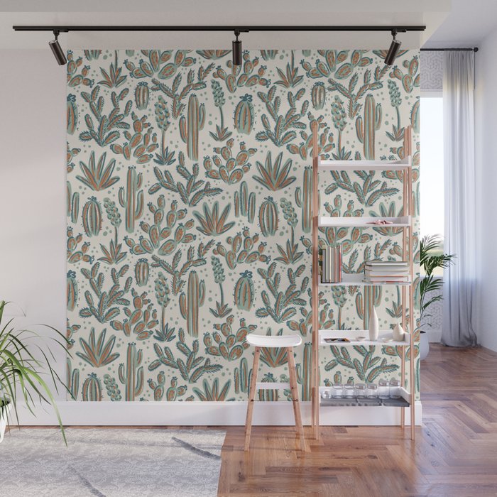 Cactus Desert - sage and copper Wall Mural Gallery Image 1