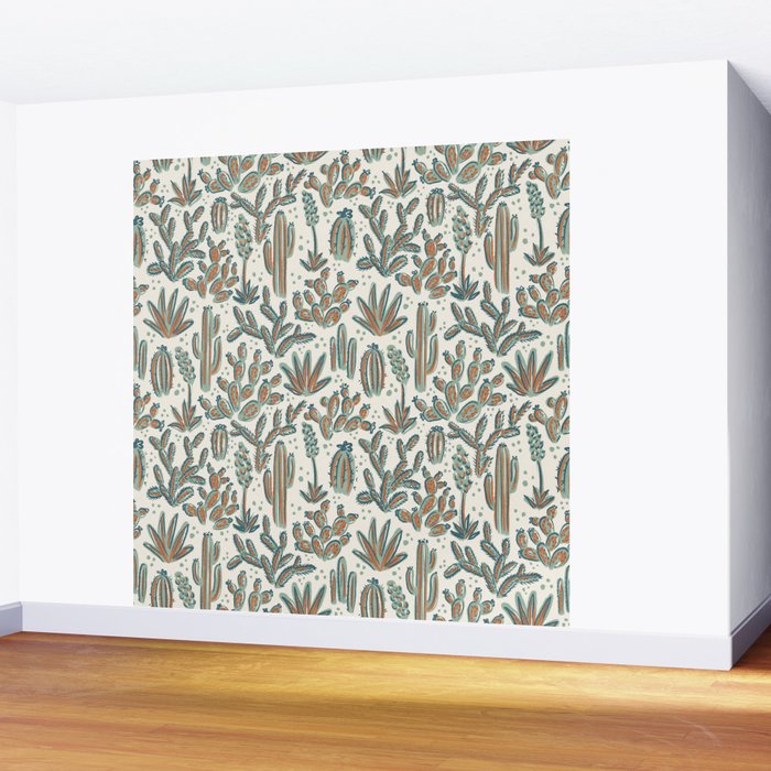 Cactus Desert - sage and copper Wall Mural Gallery Image 2