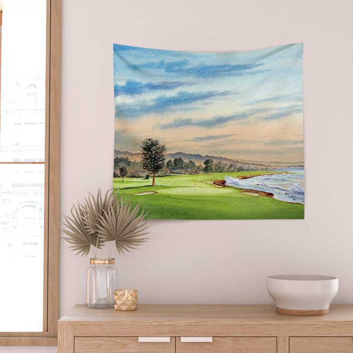 Pebble Beach Golf Course 18th Hole Wall Tapestry Gallery Image 2