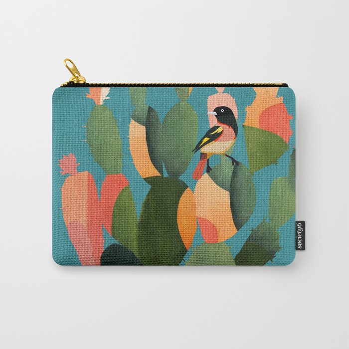 Cactus and  Birds 2 Carry All Pouch Gallery Image 1