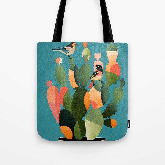 Cactus and  Birds 2 Tote Bag Gallery Image 1