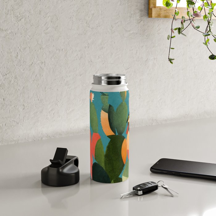 Cactus and  Birds 2 Water Bottle Gallery Image 4