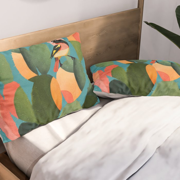 Cactus and  Birds 2 Pillow Sham Gallery Image 2