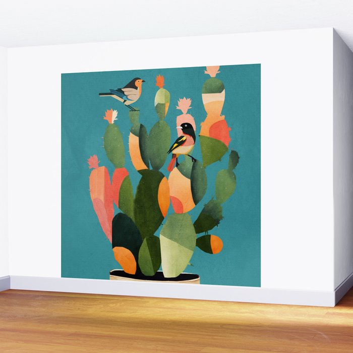 Cactus and  Birds 2 Wall Mural Gallery Image 2