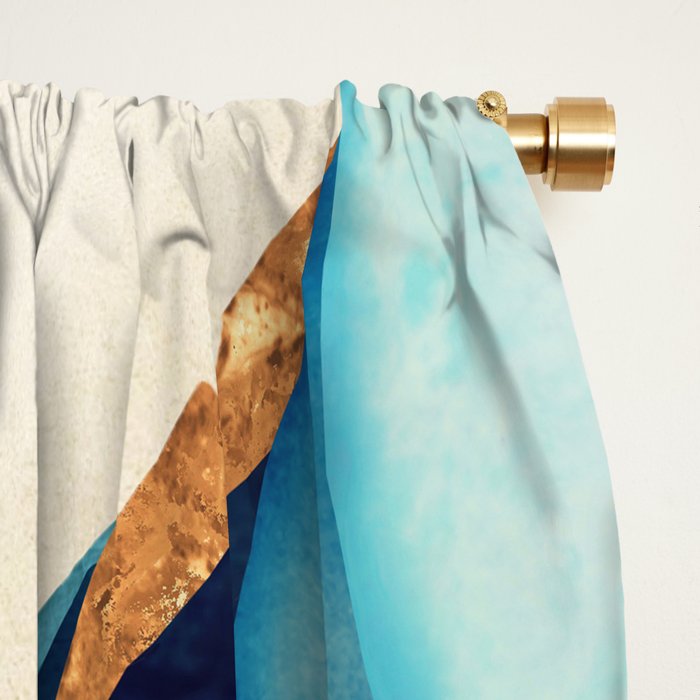 Abstract Blue with Gold Window Curtain Gallery Image 2