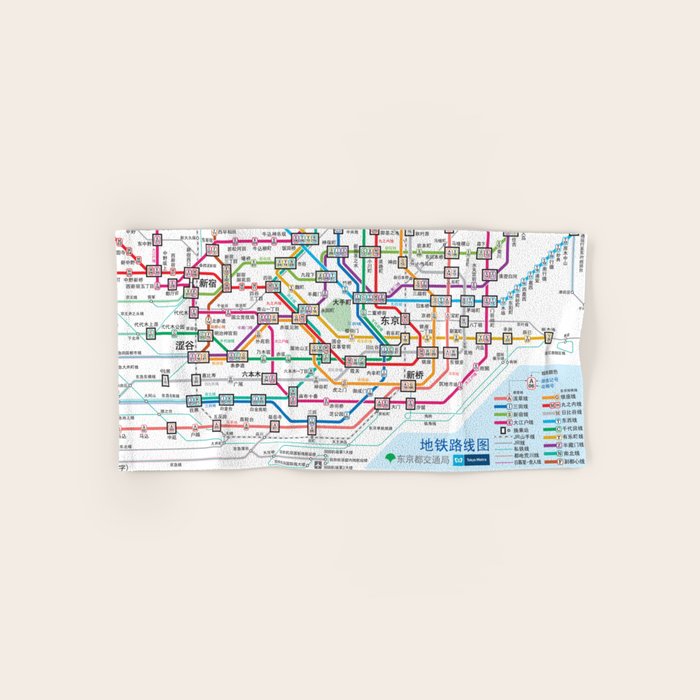 Tokyo Subway Map Bath Towel Gallery Image 1