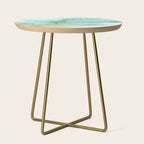 Magic Bloom Flowing Teal Blue Gold Side Table Gallery Image 1