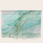 Magic Bloom Flowing Teal Blue Gold Wall Hanging Gallery Image 1