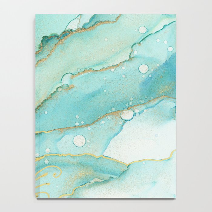 Magic Bloom Flowing Teal Blue Gold Notebook Gallery Image 4