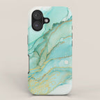 Magic Bloom Flowing Teal Blue Gold iPhone Case Gallery Image 1