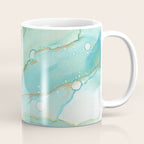 Magic Bloom Flowing Teal Blue Gold Coffee Mug Gallery Image 1