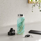 Magic Bloom Flowing Teal Blue Gold Water Bottle Gallery Image 4