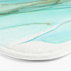 Magic Bloom Flowing Teal Blue Gold Bath Mat Gallery Image 3
