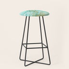 Magic Bloom Flowing Teal Blue Gold Stool Gallery Image 1