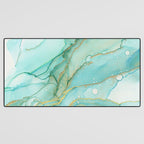Magic Bloom Flowing Teal Blue Gold Desk Mat Gallery Image 3