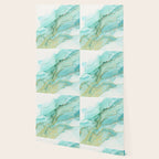 Magic Bloom Flowing Teal Blue Gold Wallpaper Gallery Image 2