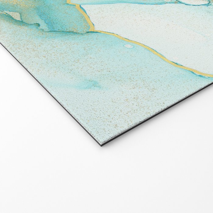 Magic Bloom Flowing Teal Blue Gold Welcome Mat Gallery Image 2