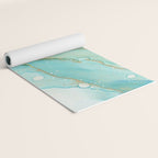 Magic Bloom Flowing Teal Blue Gold Yoga Mat Gallery Image 2