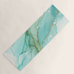 Magic Bloom Flowing Teal Blue Gold Yoga Mat Gallery Image 1