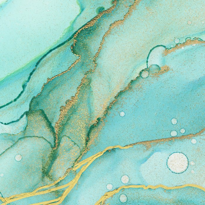 Magic Bloom Flowing Teal Blue Gold Coffee Mug Gallery Image 2