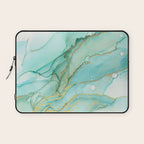 Magic Bloom Flowing Teal Blue Gold Laptop Sleeve Gallery Image 1