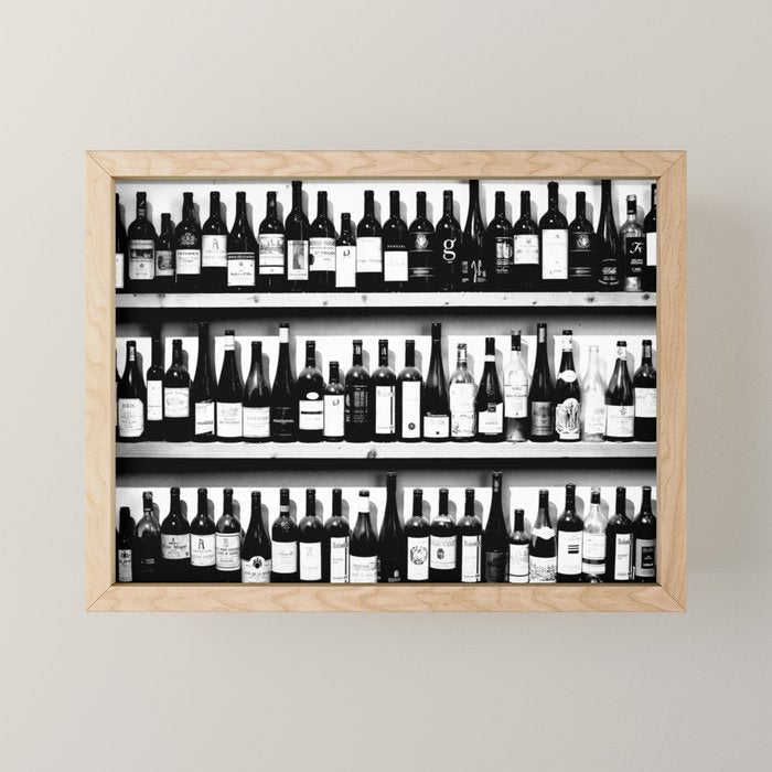 Wine Bottles in Black And White #decor #society6 #buyart Mini Art Print Gallery Image 1