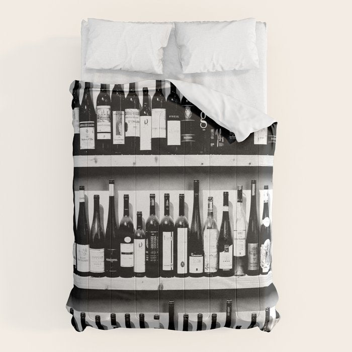 Wine Bottles in Black And White #decor #society6 #buyart Comforter Gallery Image 6
