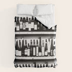 Wine Bottles in Black And White #decor #society6 #buyart Duvet Cover Gallery Image 6