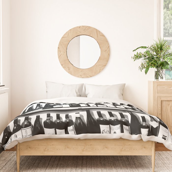 Wine Bottles in Black And White #decor #society6 #buyart Duvet Cover Gallery Image 3