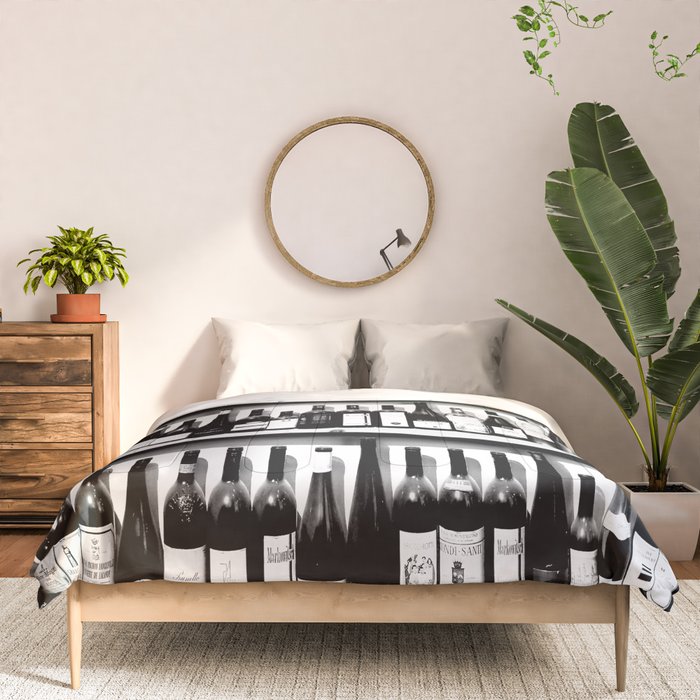 Wine Bottles in Black And White #decor #society6 #buyart Comforter Gallery Image 3