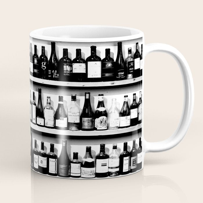 Wine Bottles in Black And White #decor #society6 #buyart Coffee Mug Gallery Image 1