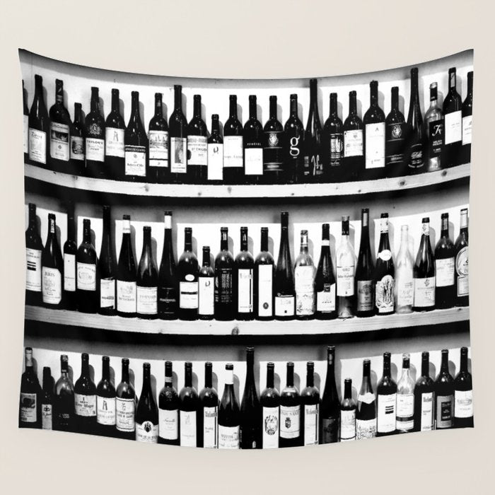 Wine Bottles in Black And White #decor #society6 #buyart Wall Tapestry Gallery Image 4