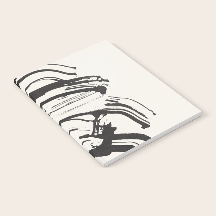 Black and White Brushstroke Minimal Abstract  Art #1 Notebook Gallery Image 2