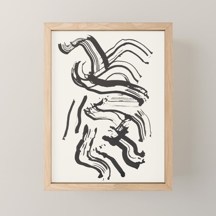 Black and White Brushstroke Minimal Abstract  Art #1 Mini Art Print Gallery Image 1