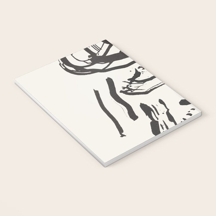 Black and White Brushstroke Minimal Abstract  Art #1 Notebook Gallery Image 3