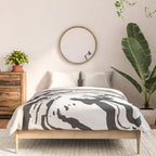Black and White Brushstroke Minimal Abstract  Art #1 Comforter Gallery Image 3