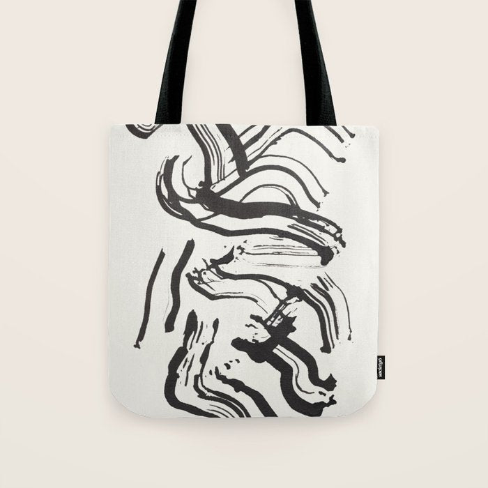 Black and White Brushstroke Minimal Abstract  Art #1 Tote Bag Gallery Image 1