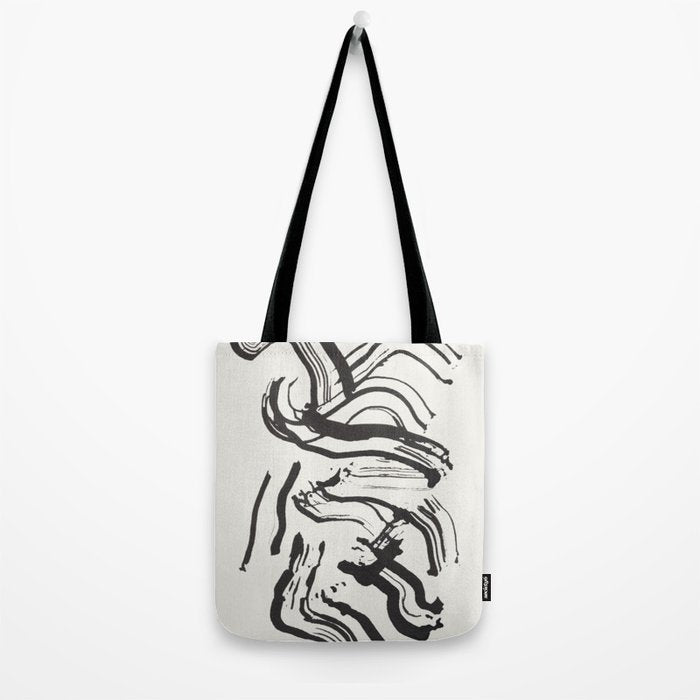 Black and White Brushstroke Minimal Abstract  Art #1 Tote Bag Gallery Image 2